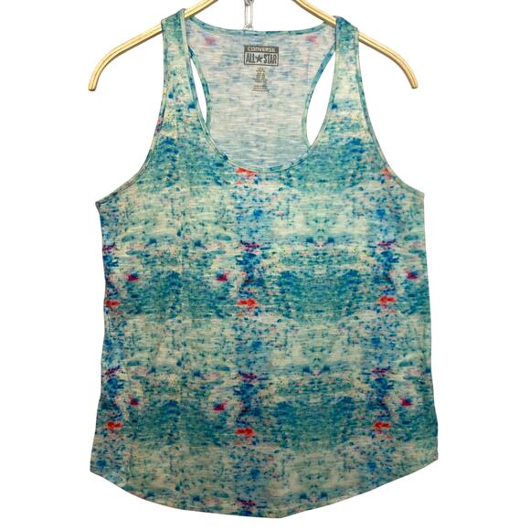 ❤️5/$25 SALE Converse All Star Multicolor Blue Abstract Racerback Tank Top - Picture 1 of 9